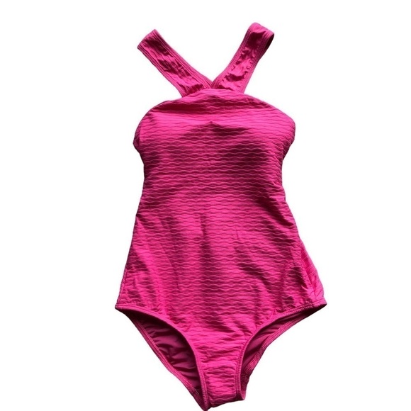 Shoshanna One Piece Halter High Neck Pink Swimsuit Size 2 - Picture 3 of 11